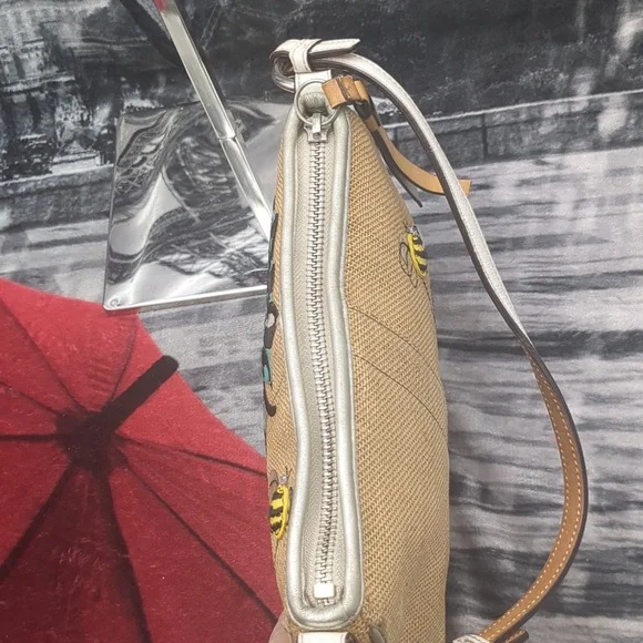 Coach LE Limited Bumble Bee Floral Y2K Mini Bag w Raffia Shoulder Purse - Picture 10 of 14